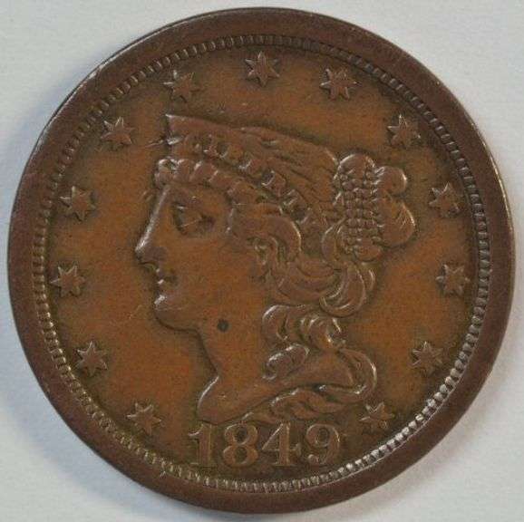 Scarce 1849 Braided Hair Half Cent in high grade. Nice