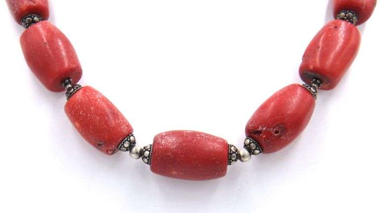 925 Sterling Silver Coral Beads Necklace