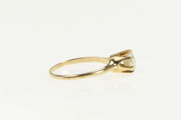 10K Yellow Gold Victorian Ornate Pearl Classic Vintage Ring