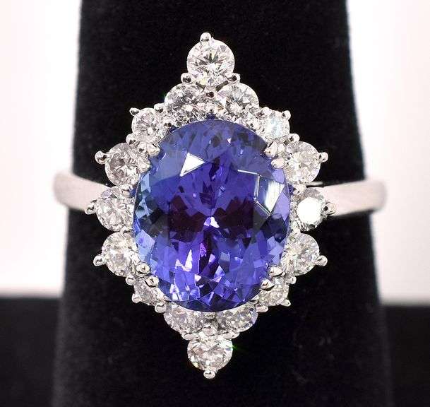 Lavish Tanzanite and Diamond Ring in Platinum