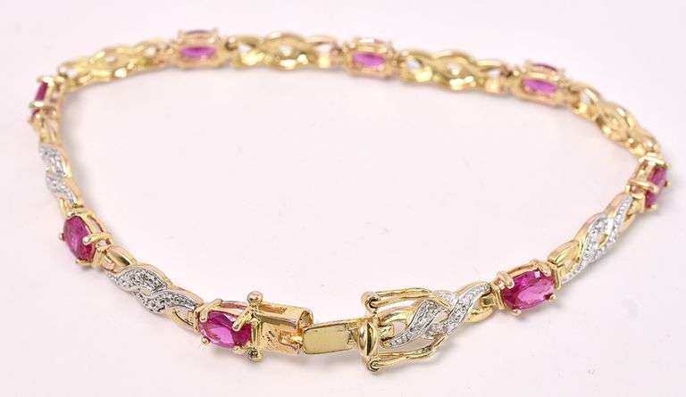 Vermeil Pink Gemstone Bracelet In Sterling Silver