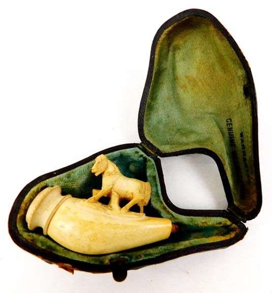 Antique Meerschaum Horse Pipe w/Leather Case