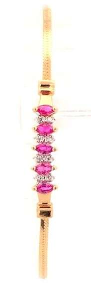 14K Yellow Gold Marquise Diamond Accent Vintage Statement Bracelet
