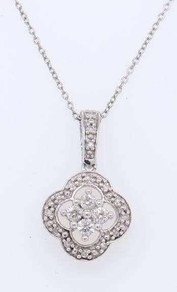 Set of 925 Stering Silver Diamond Pendant on Chain with Matching Earrings