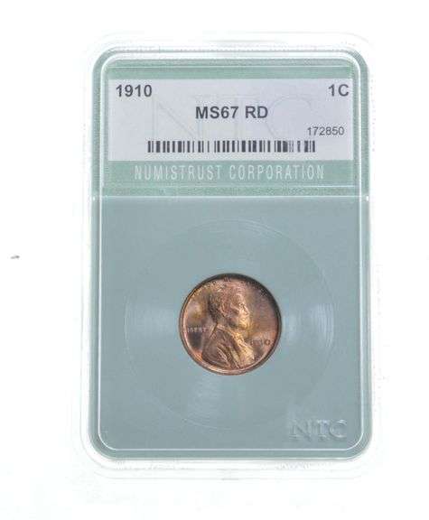 MS67 RD 1910 Lincoln Wheat Cent - Graded NTC