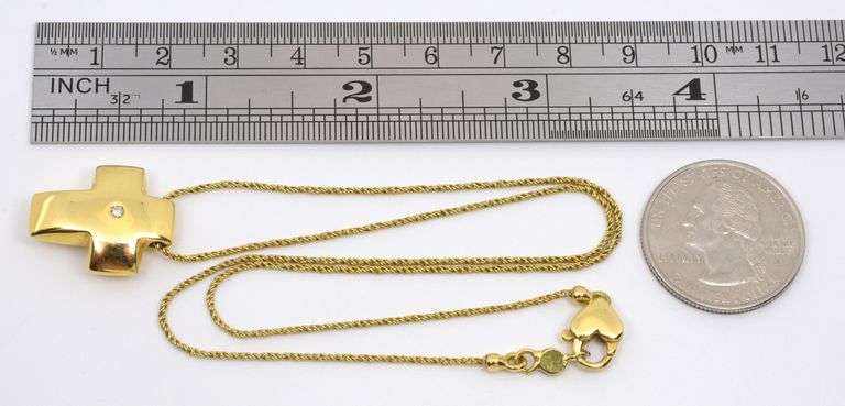Stylish 18k Cross on Necklace