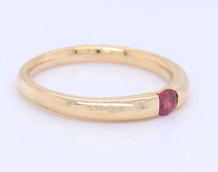 Handsome Yellow Gold Ruby Stacking Ring