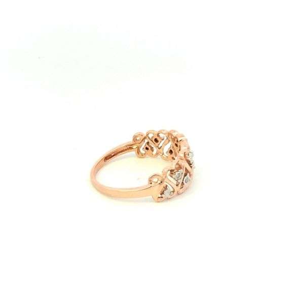 10K Rose Gold Vintage Diamond Heart Love Wedding Band Ring