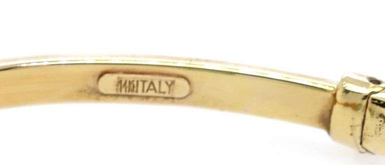 Italian Peridot End Cap Hinged Cuff Bracelet in 14K