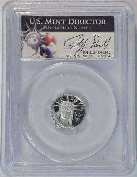Superb 2002-W Proof $10 Platinum Eagle. PCGS PR69DCAM. Signature