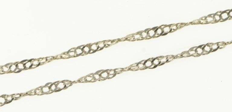 14K White Gold 2.0mm Singapore Spiral Twist Link Chain Necklace