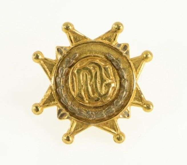 14K Yellow Gold R O C Monogram Ornate Vintage Lapel Pin/Brooch