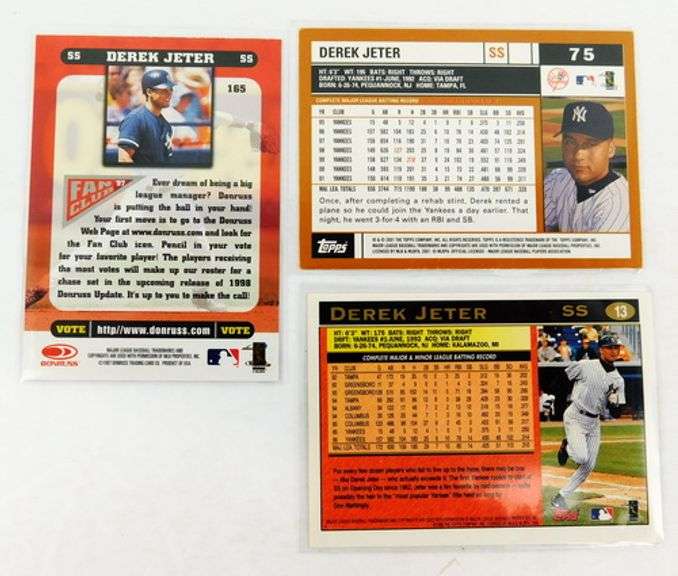 3 Derek Jeter Baseball Cards