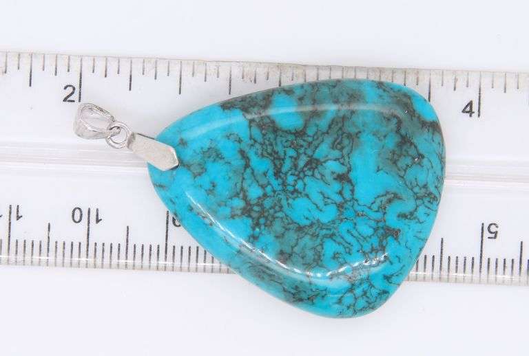 Vintage 925 Sterling Silver Turquoise Pendant