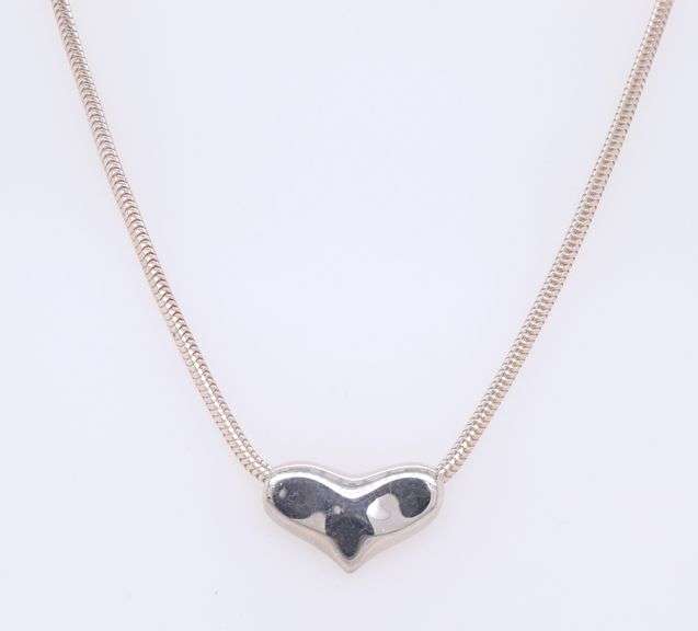 925 Sterling Silver Heart Shaped Pendant on Popcorn Chain