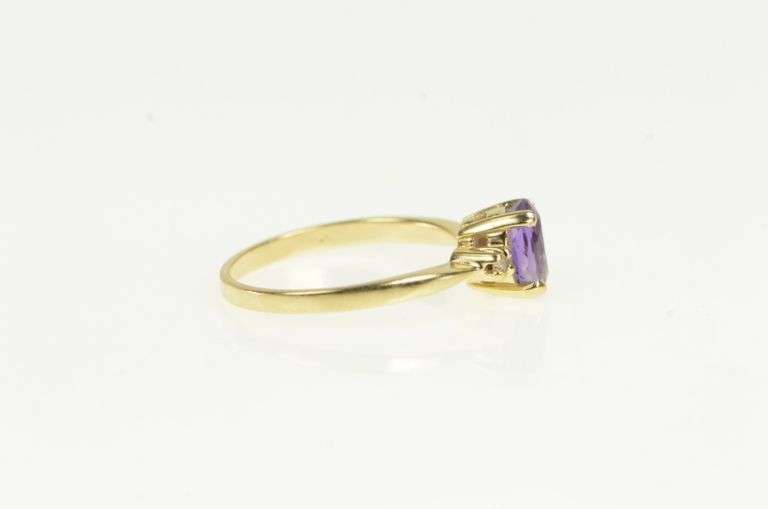 14K Yellow Gold Oval Amethyst Diamond Accent Statement Ring