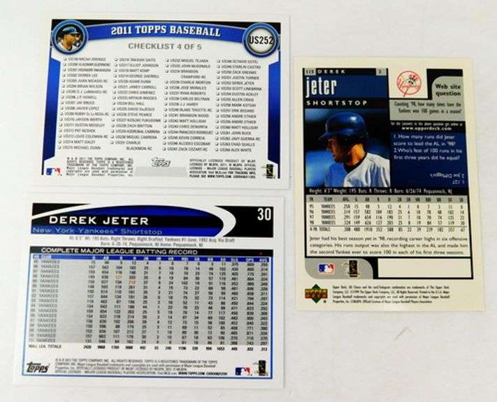 3 Derek Jeter Baseball Cards