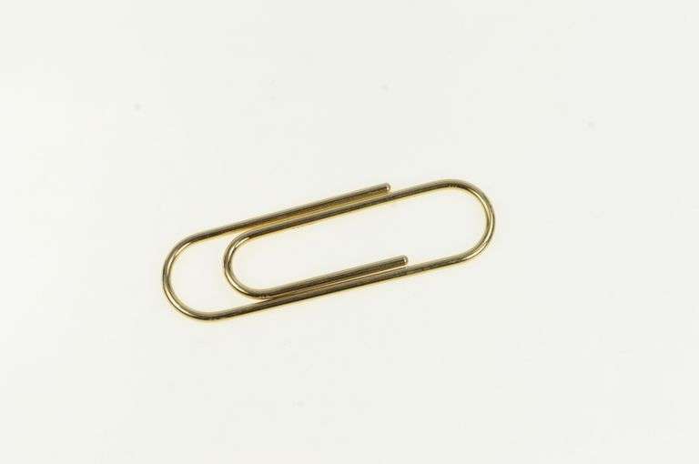 14K Yellow Gold Classic Paper Clip Vintage Stationary Pendant/Pin