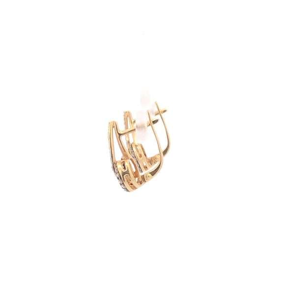 14K Yellow Gold Pave White & Cognac Diamond Loop Drop Earrings