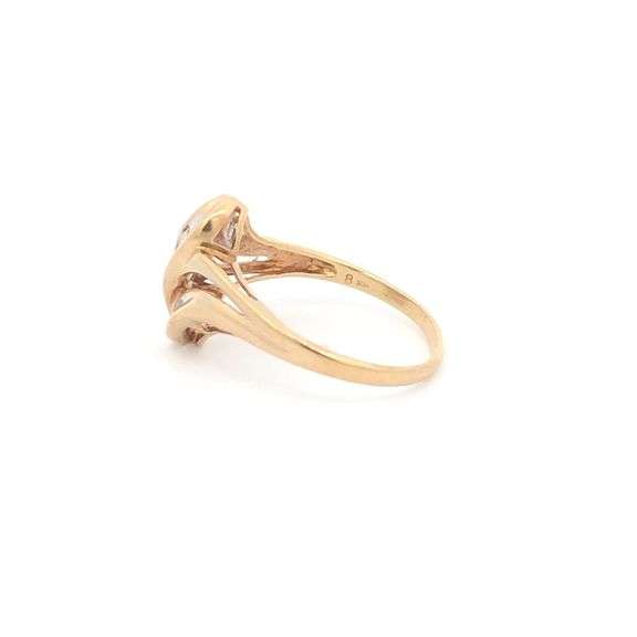 10K Yellow Gold Baguette Diamond Wavy Bypass Statement Ring