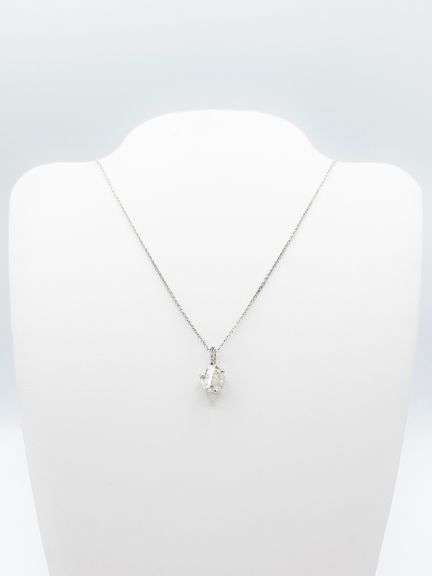 14kt Solid White Gold Natural Diamond Pendant Necklace