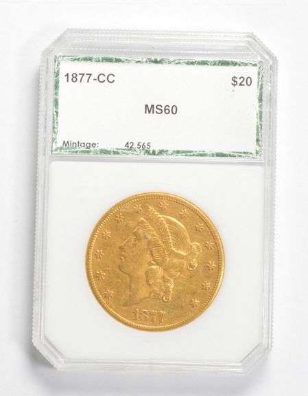 MS60 1877-CC $20 Liberty Head Gold Double Eagle - Graded PCI
