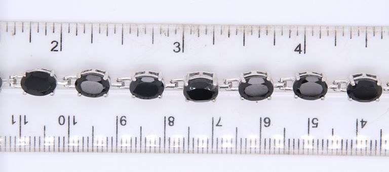 925 Sterling Silver Black Onyx Link Tennis Bracelet