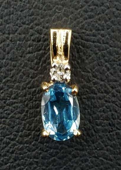 Solid 14 Kt Gold Diamond and Sky Blue Topaz Set