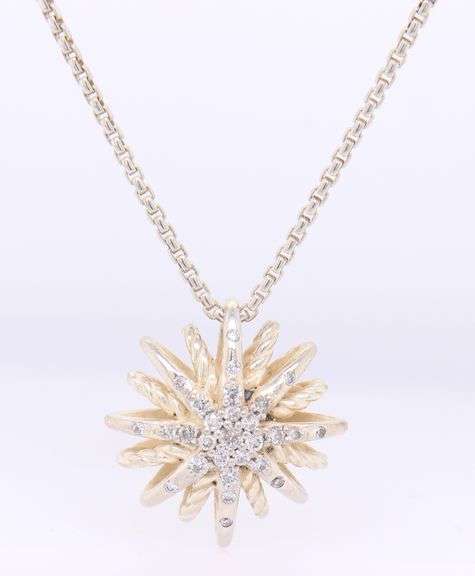 Trendy David Yurman Diamond Starbrust Pendant on Chain