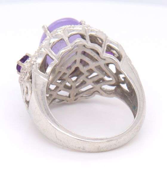 925 Sterling Silver Lavender Jade Ring