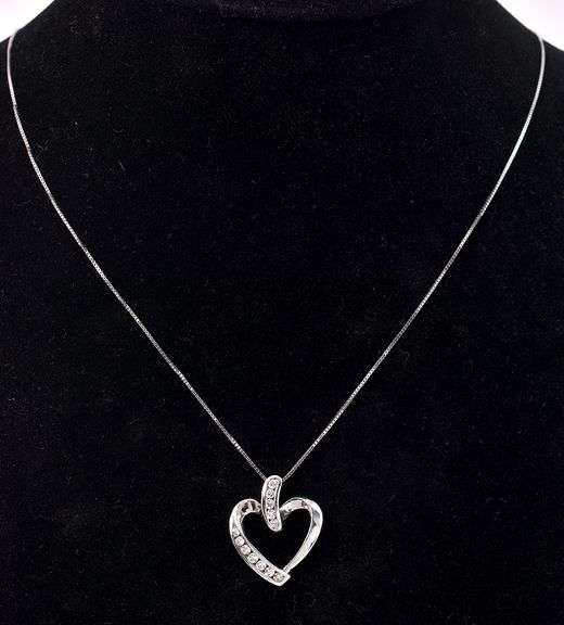 Pleasant Diamond Heart Pendant Necklace in 14K White Gold