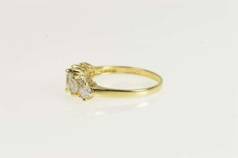 14K Yellow Gold Princess Classic CZ Vintage Statement Band Ring