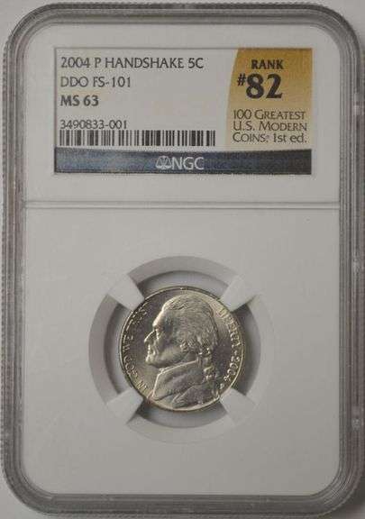 2004-P Handshake Nickel DDO FS-101 NGC MS63