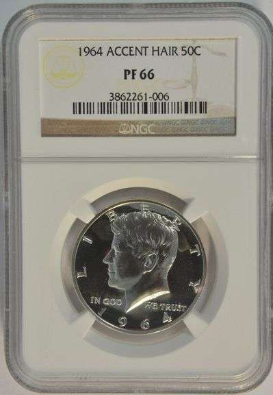 Superb Gem Proof 1964 Accent Hair Kennedy Half Dollar. NGC PF66