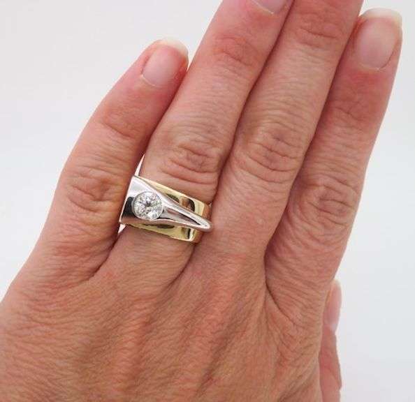 Contemporary Two-Tone Diamond Ring