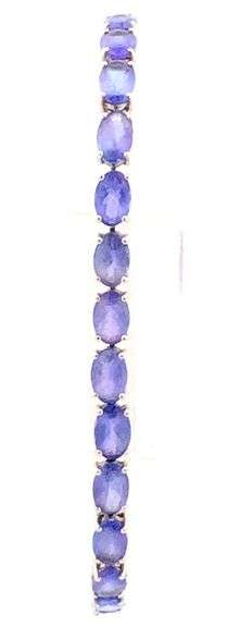 14K White Gold Oval Tanzanite Vintage Classic Tennis Bracelet