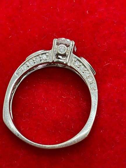 CERTIFIED 14K WHITE GOLD DIAMOND AND PINK SAPPHIRE RING