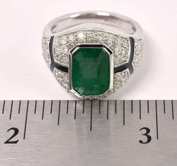Fantastic Emerald and Diamond Ring in 14K White Gold