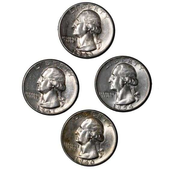 1940 1941 1943 1954 S Mainly Slider Unc Washington Quarters