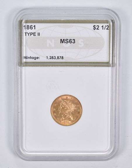 MS63 1861 $2.50 Liberty Head Gold Quarter Eagle NGS