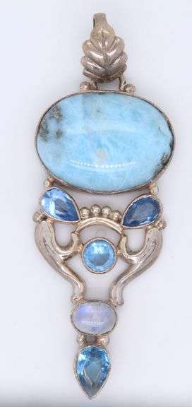 Vintage 925 Sterling Silver Larimar Pendant