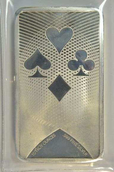 Great Ace of Diamonds pure .999 fine silver 10 Troy Oz. bar
