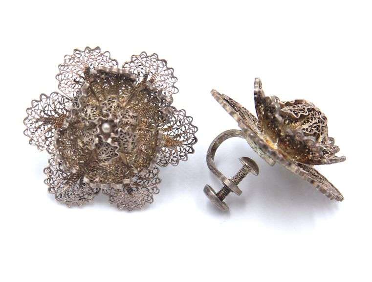 Group Lot of 5 Vintage 925 Sterling Silver Earrings