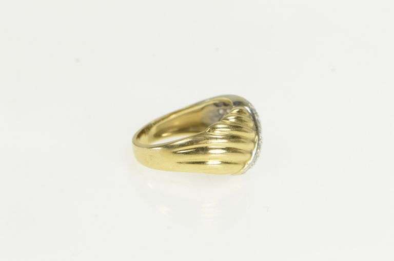 18K Yellow Gold Wavy Diamond Scalloped Statement Band Ring