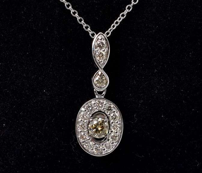 Fantastic Fancy Brown Diamond Pendant Necklace In 14K White Gold