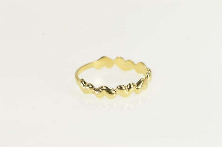 14K Yellow Gold Heart Love Symbol Vintage Love Band Ring