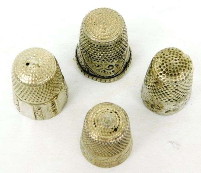 4 Antique Sterling Silver Thimbles