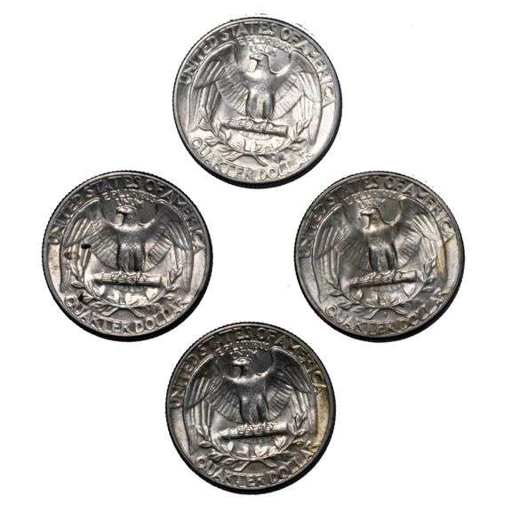 1940 1941 1943 1954 S Mainly Slider Unc Washington Quarters