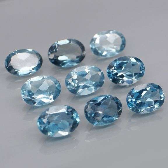 Great quality 7.44ct 9 pc London blue Topaz set
