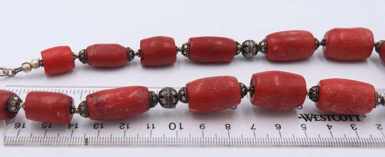 925 Sterling Silver Coral Beads Necklace